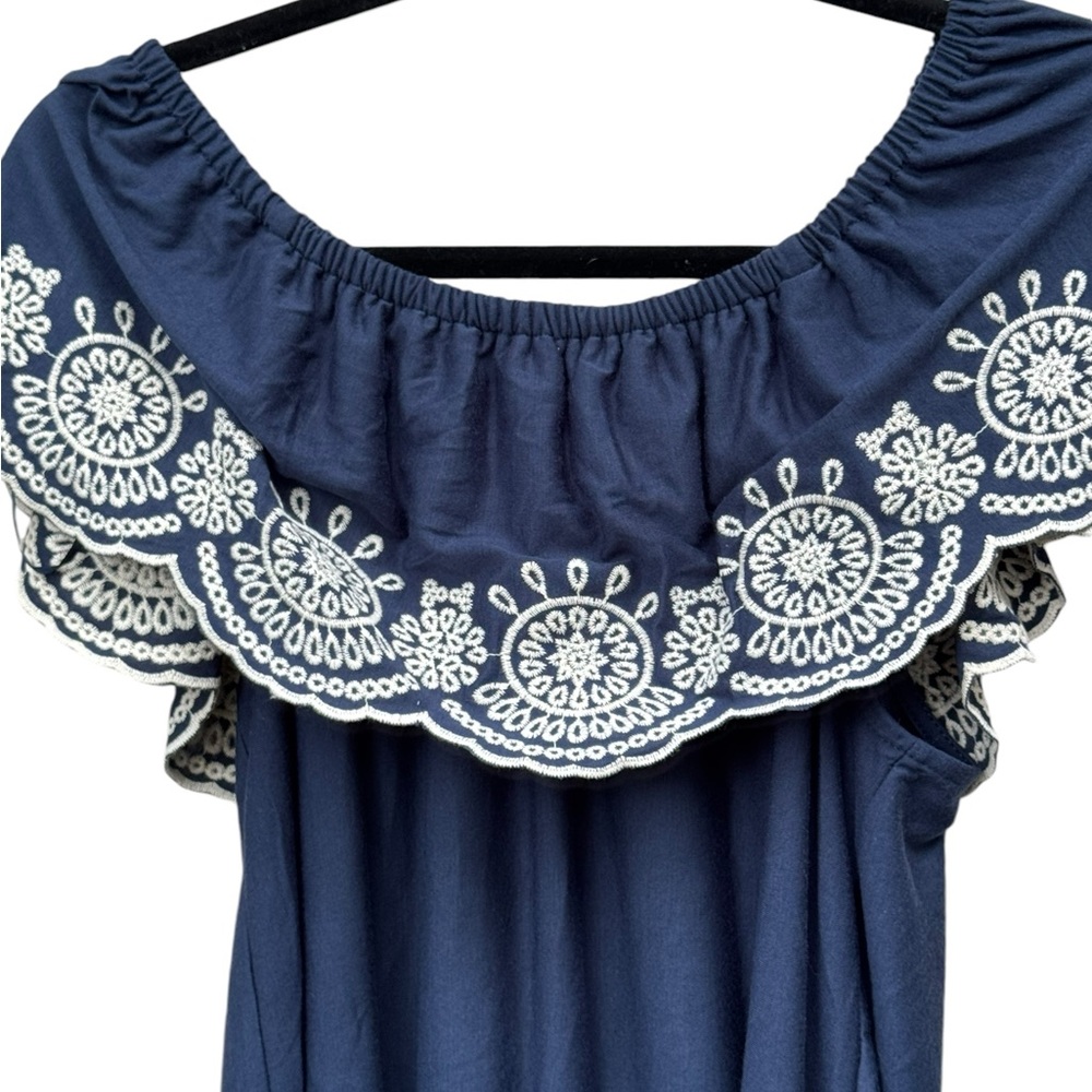 Fever Navy Blue Off Shoulder Blouse size Medium - Picture 4 of 8